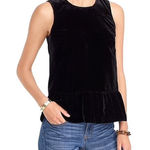 J.Crew Drapey Black Velvet‎ Peplum Sleeveless Tank Top, Size 8 Photo 0