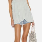 Free People  Aries Tunic Tank‎ Top Women's XS Light Blue Tie V-Neck Sleeveless Photo 0