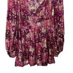 Love Shack Fancy Willis V-Neck Metallic Gold Pink Mini Dress Balloon Sleeve Size 2 Photo 3