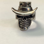 Silver Skull Cowboy Hat Ring Size 11 Photo 2