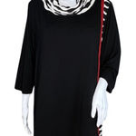 Babs Vancouver Shirt Womens 1X Black White Solid Stripe Tunic Artsy Lagenlook‎ Photo 0