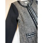 Chico's  Black Tweed Herringbone Jacket with Leopard Print Trim Photo 2