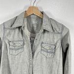 Rock 47 by Wrangler Shirt Dress Western‎ Cross Embroidered Long Sleeve Gray S Photo 3