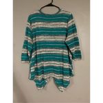 Signature Studio  Striped Shark Tooth Scoop Neck 3/4 Sleeve Top Size 2X Photo 6