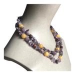 Retro Summer Vibe Beaded Irregular Shaped Purple and Yellow Beads Necklace Photo 4