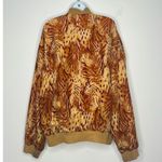 SUMMA SILK Silk Bomber Jacket Vintage Safari Print 90s artsy maximalist Boho Brown Size XL Photo 1