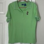 Disney  Vintage Minnie Mouse Lime Green Polo Shirt 100% cottton Size Large L Photo 0