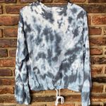 SO  Lounge Life Gray White Tie Dye Pullover Sweatshirt Women's Size Medium Photo 0