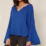 Free People  blue dahlia thermal bell sleeve top Photo 12