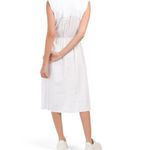 Vince  Sleeveless Shirred Band Collar Linen Blend Midi Dress in White Size: M Photo 1