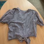 Karen Kane  Short Sleeve Blouse XS Xtra Small Blue White Striped Snap Tie Rayon Photo 2