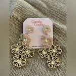 Camila Coelho Earrings NWT by , boutique brand, floral dangle drop, gold tone Photo 1
