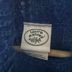 Laura Ashley Vtg  Mohair Sweater Blue Turtleneck Open Knit Crop Preppy Ski Soft L Photo 2