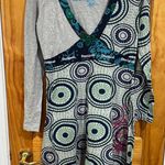 Desigual Long Sleeve Boho Tunic Dress Multicolor Print V-Neck Women’s XL Photo 0