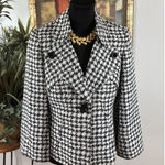 Kasper Women’s Houndstooth Blazer Jacket 6 Black White Dressy Career One Button Photo 0