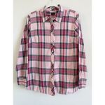 Talbots  Women’s Pink Black Plaid Button Down Long Sleeve‎ Shirt Size XL Cotton Photo 3
