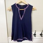 J.Crew Sleeveless Navy Top - XXS - Ribbon Trim - Deep V Neck Photo 3
