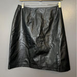 Vintage Studio Skirt Womens 14 Black Faux Leather Pencil Knee Length Lined Photo 0
