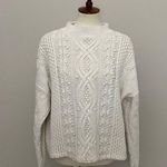 Vintage Cable Knit Sweater Jumper Pullover 3D Baubles Mock Neck Ivory Cream White Size L Photo 0