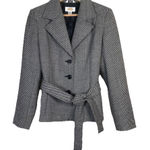 Talbots  Blazer Jacket Women's 6 Black‎ & White Striped Tie Waist Notch Lapel Photo 0