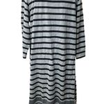 L.L.Bean Gray & Black Striped 3/4 Sleeve Knit Knee Length Sweater Dress Size M Photo 3