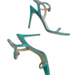 Stuart Weitzman  Gemcut Sandals Women’s Size 9 Blue Suede Embellished Heels Photo 3
