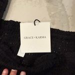 Grace + Karma NWT Smocked Long Bell Sleeve Eyelet Blouse Women's 2X Square Neck Black Photo 3