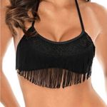 Relleciga  Women’s Tassel Bandeau Black Bikini‎ Top 
Size S Photo 0