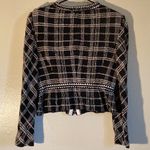 St. John Tweed Knit Women Zipper Blazer Size 10 Black Lime Green Tan & White Photo 3