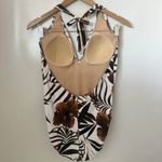 Newport News Vintage  Brown Tropical Halter Neck One Piece Swimsuit Beach 14 Photo 1