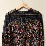 ZARA  Floral Lace Top Mixed‎ Long Sleeve Size M Multicolor Photo 4