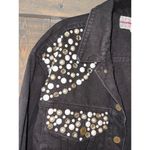 Robin Berry Embellished Denim Jacket Black Jean Jacket Vintage Medium Black Photo 6