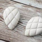 Vintage Clip On Earrings Off White Teardrop Shape with Line Detail Photo 1