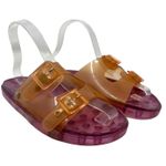 Melissa Wide Slide Sandals Buckle Flat Jelly Rubber Pink Orange Size US 8 Photo 0