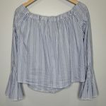 Free People Free People March To The Beat Top Medium Off the Shoulder Striped Bell Sleeves Photo 7