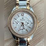 Bulova Ladies Watch Rose and Stainless Bracelet White Dial Day Date Dials Photo 0