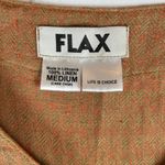 Flax Linen Sleeveless V Neck Top Women's Medium Herringbone Earth Tone Casual Photo 2