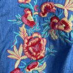 Calessa Women’s Size S Tunic Top Shirt Embroidered Button Down Blue Long Sleeve Photo 6