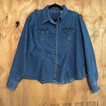 Riders By Lee Vintage 90s VF Jeanswear Riders 3/4 Sleeve Button Up Blue Denim Shirt Sz XL Photo 0