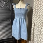 Faith Rowan‎ Leeves Chambray Smocked Dress Women’s size S handmade Blue Photo 1