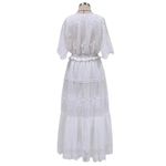 Boutique NEW White Lace V-neck Semi-Sheer Short Sleeve Maxi Dress Photo 3