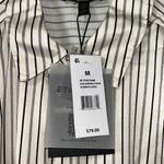 Adrienne Landau  Stripe Satiny Button Down Shirt(Size Medium) Photo 7