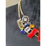 Women's Statement Multicolor Gemstone Necklace With Gold Chain And Lobster Lock Photo 4