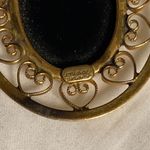 12k Gold Filled Round Catamore Oval Onyx Filigree Framed Designer Brooch Pin Photo 4