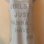 Girls Just Wanna Have Fun White Bling Tank Sz M Silver Size M Photo 2