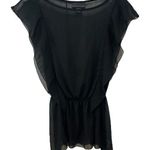 Apostrophe Sheer Black Gathered Hem Blouse Womens XS Feminine Romantic Goth Photo 0