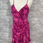 Dee Elly Elegant Asymmetrical Floral Wrap Dress in Pink Photo 1