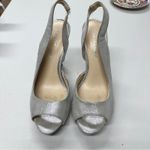 Lulu Townsend  Silver Sparkle Sling Back Heels Womens 8 Peep Toe Wedding Shoes Photo 6