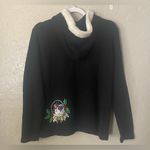 Vintage Lord & Taylor Christmas Cardigan Snow Flakes Fur Hood Beaded Zip Up M Black Size M Photo 11