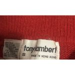 Tony Lambert Sweater Womens Small Red Black Embroidered Wool Angora Silk Holiday Photo 4